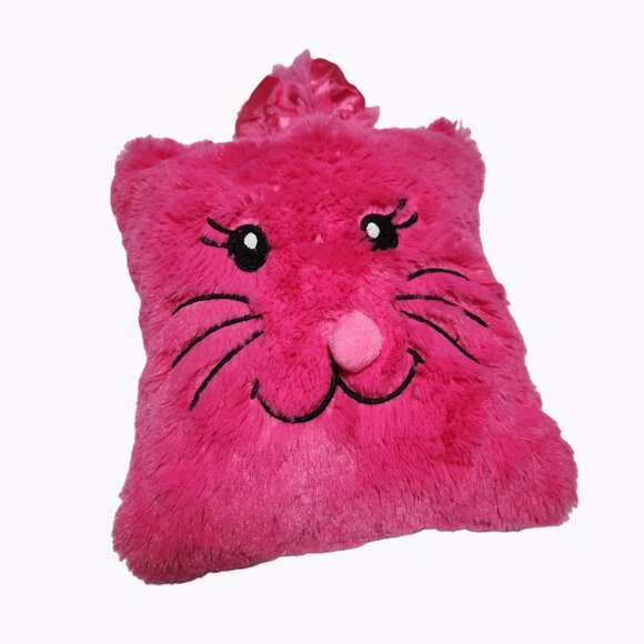 Pink Kitty Cat Face 10 inch Plush Pillow Stuffed Animal Toy Room Decor Dorm Room - Picture 1 of 3